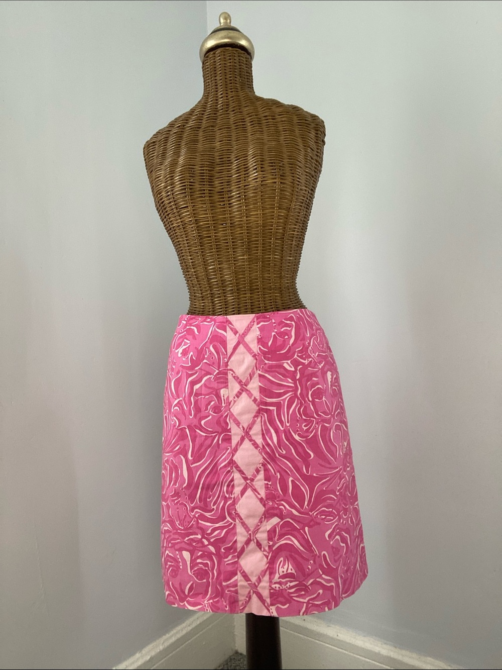 Lilly Pulitzer Hot Pink Marble-Print Panel Mini Skirt